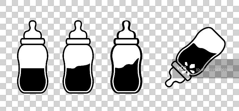 空奶瓶或满奶瓶或牛奶图片素材