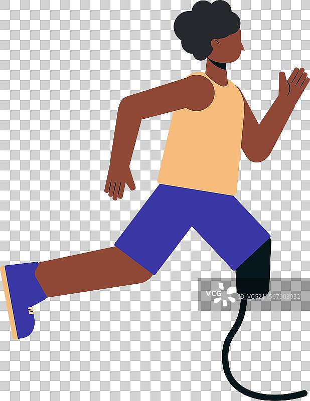 残奥会的深肤色抽象女性在奔跑图片素材