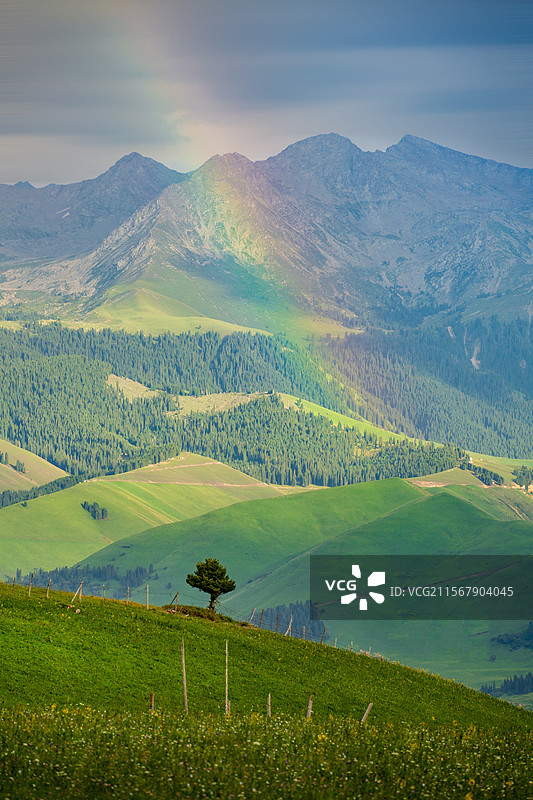 喀拉峻草原彩虹图片素材