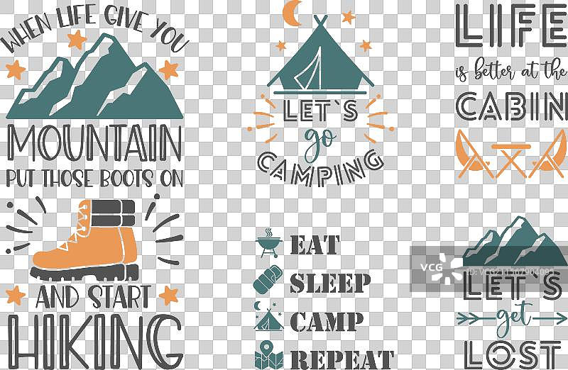 露营和徒步旅行的EPS设计印刷在T恤上图片素材