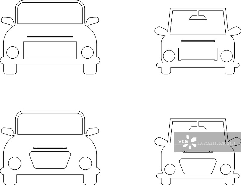 汽车线条图标集图片素材