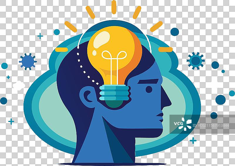 带有灯泡的人头图片素材