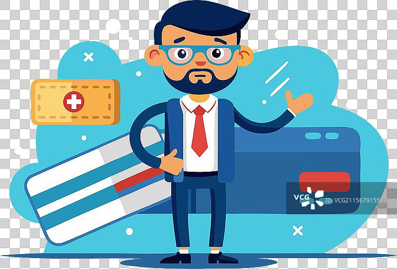 商人用绷带修复信用卡图片素材