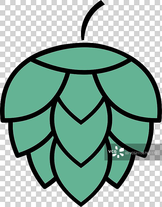 啤酒花图标，啤酒锥形叶子标志，酒吧草本设计图片素材