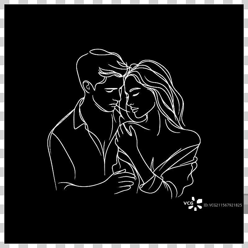现代夫妻的线条艺术婚礼图片素材
