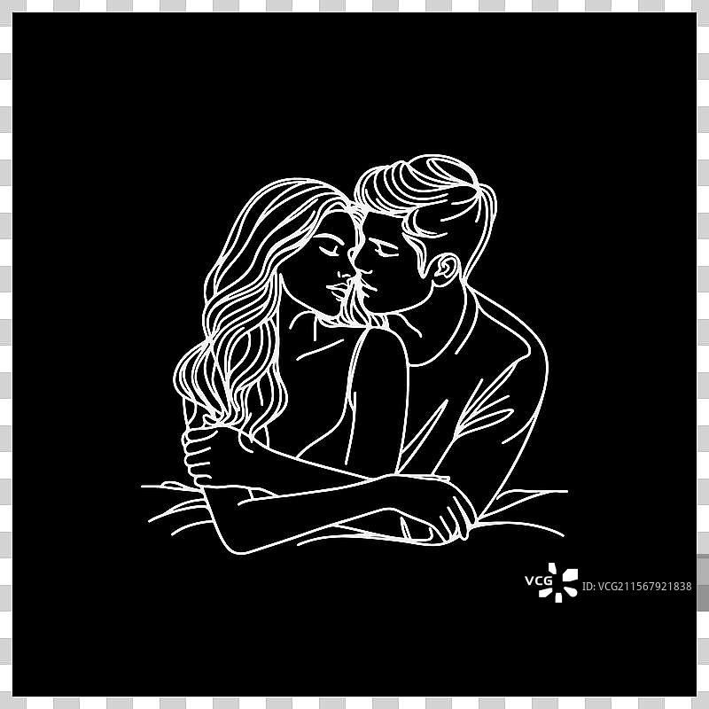 线条艺术婚礼丈夫妻子现代情侣图片素材