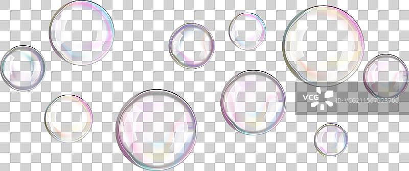 光滑的白色背景上漂浮的3D肥皂泡图片素材