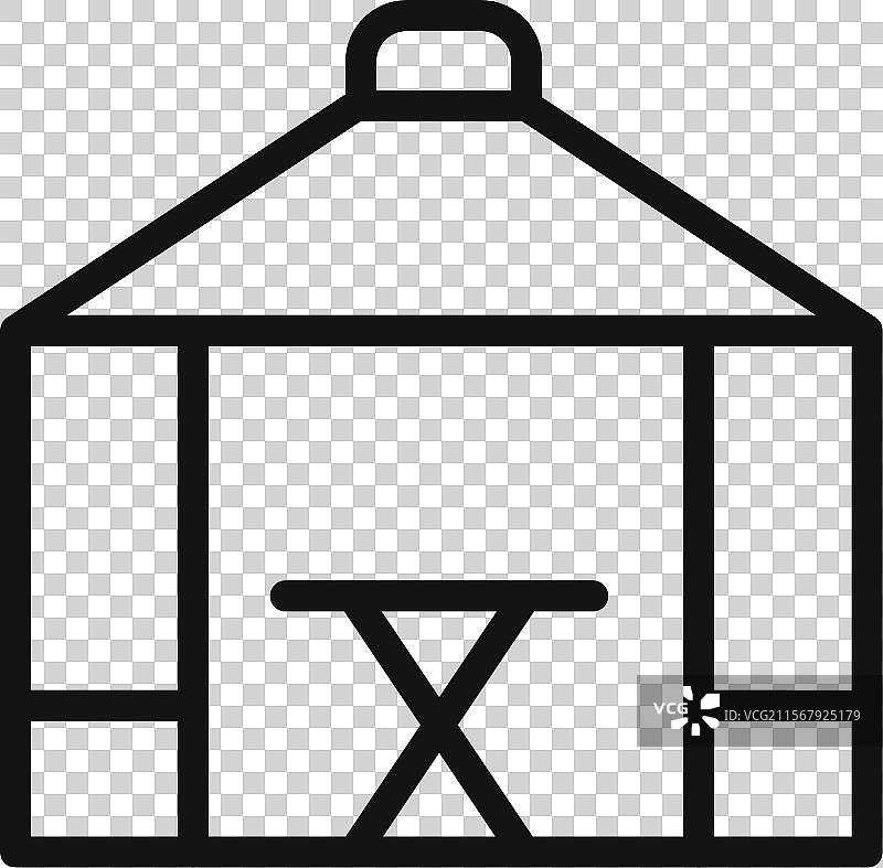 填充风格的凉亭图标标记图片素材