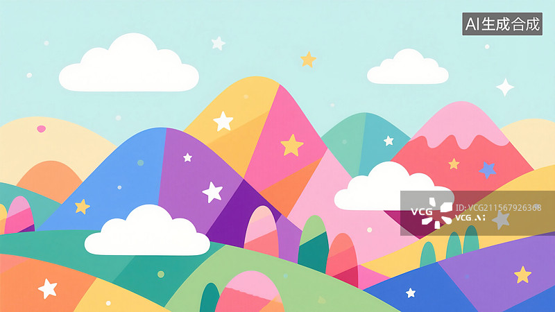 【AI数字艺术】梦幻糖果色的山峦叠嶂图片素材