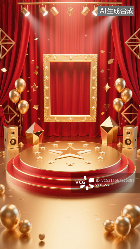 【AI数字艺术】金色舞台的华丽绽放图片素材