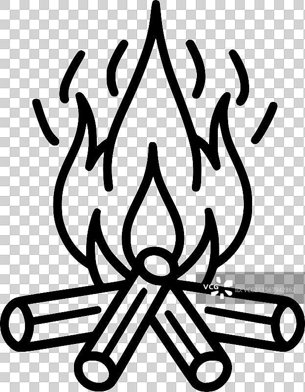 篝火黑色图标，背景为白色图片素材