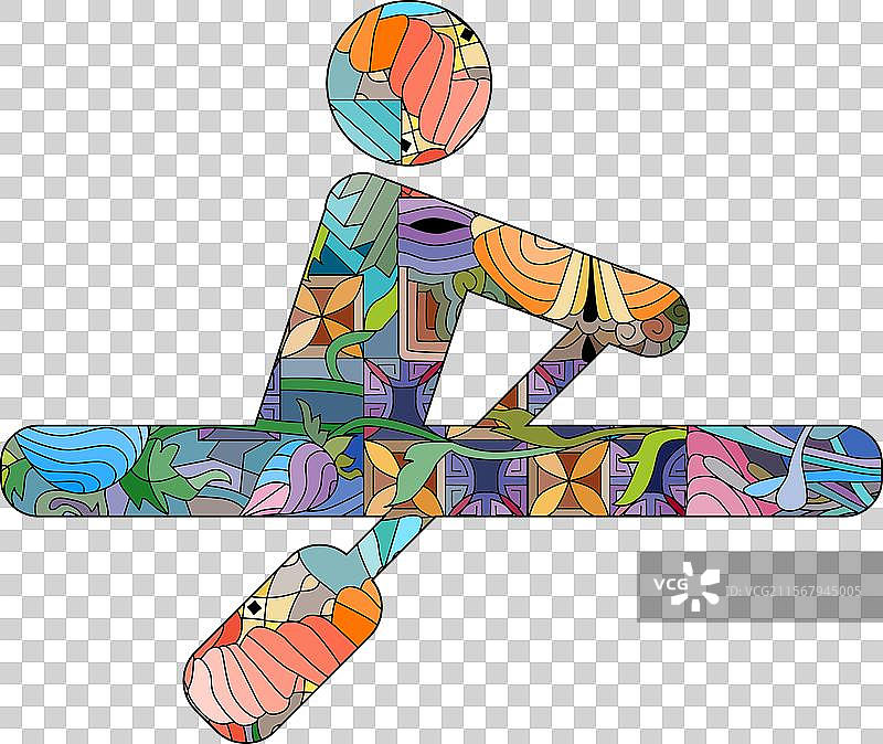 抽象手绘风格的划船图标图片素材