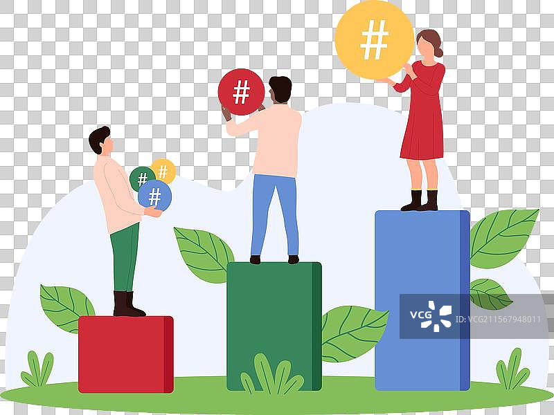 社交媒体聊天、消息应用和博客中的标签图片素材