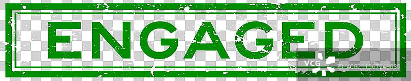 复古绿色的“已订婚”字方橡皮图章图片素材