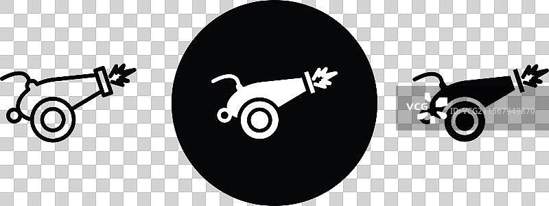 大炮轮廓图标集合或套装 细线大炮图片素材