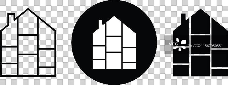 模块化房屋图标线条艺术图片素材