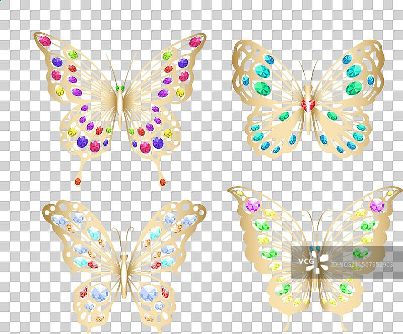 复古金色蝴蝶套装图片素材