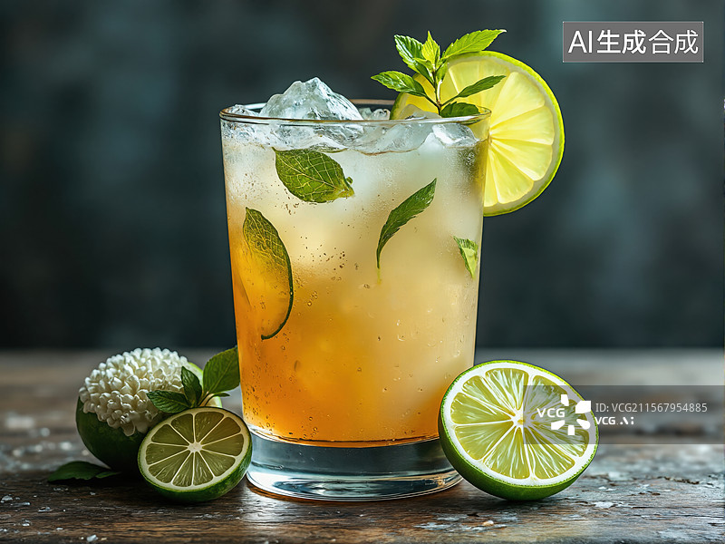 【AI数字艺术】清凉柠檬冰饮图片素材