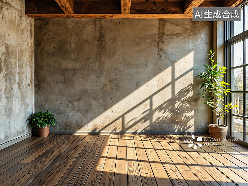 【AI数字艺术】阳光洒落的室内空间图片素材