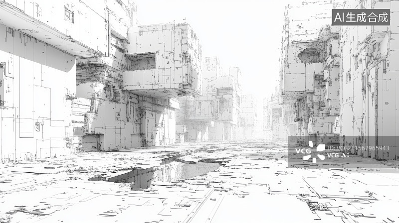 【AI数字艺术】废弃城市废墟景观图片素材