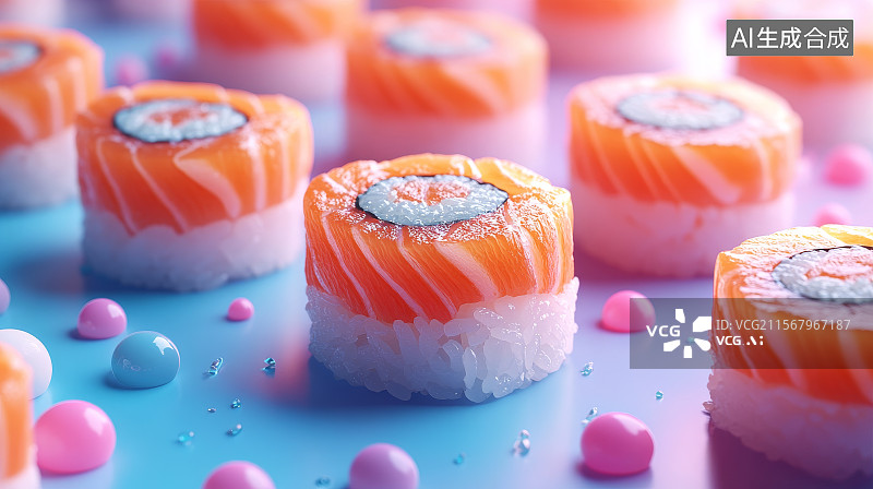 【AI数字艺术】色彩斑斓的寿司拼盘图片素材