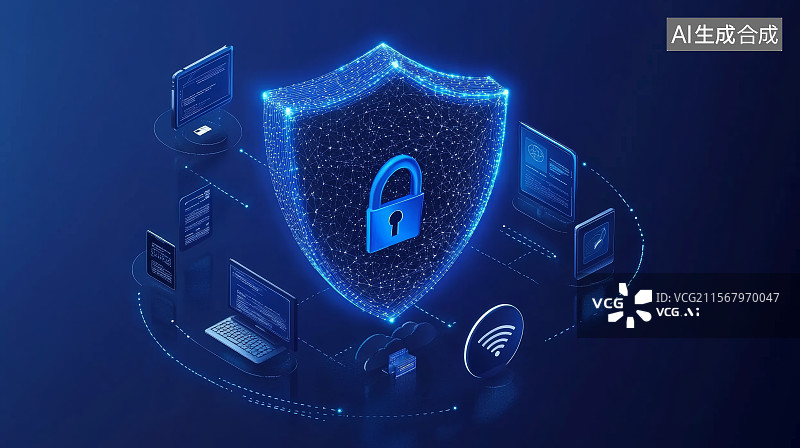 【AI数字艺术】互联网数据安全概念插画图片素材