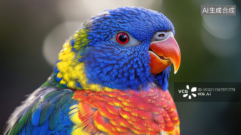 【AI数字艺术】彩虹鹦鹉特写图片素材