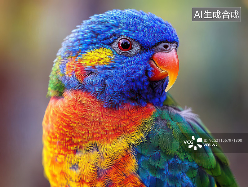【AI数字艺术】彩虹鹦鹉特写图片素材