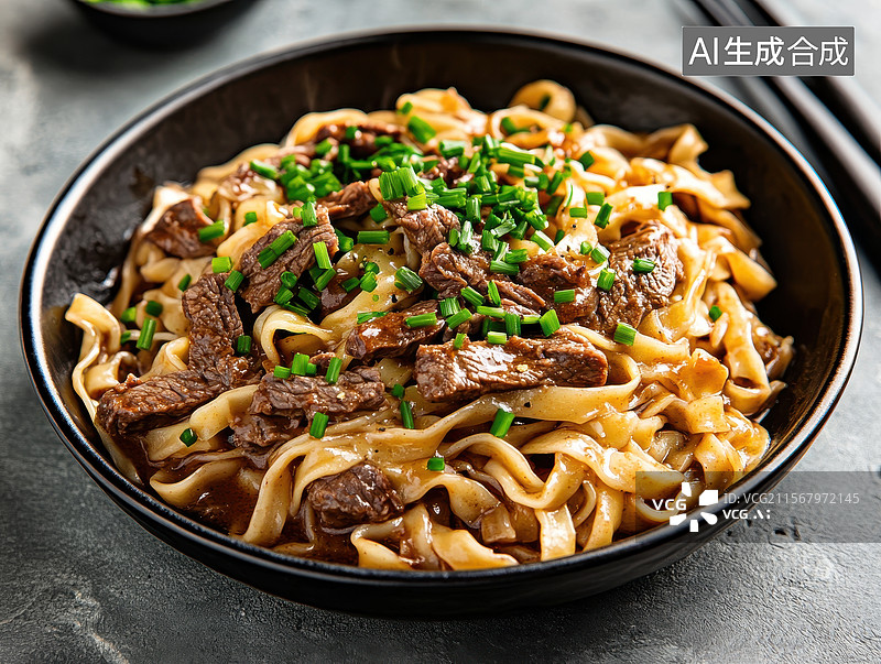 【AI数字艺术】牛肉面条配葱花图片素材