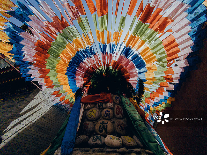 藏传佛教 经幡  祈福 许愿 心愿 色彩 美图片素材