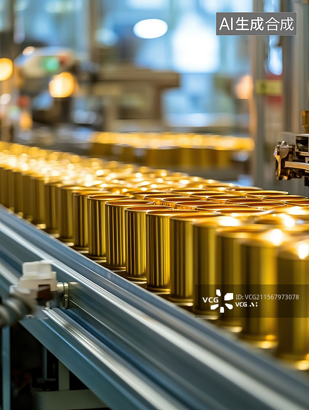 【AI数字艺术】生产线上的金属罐图片素材