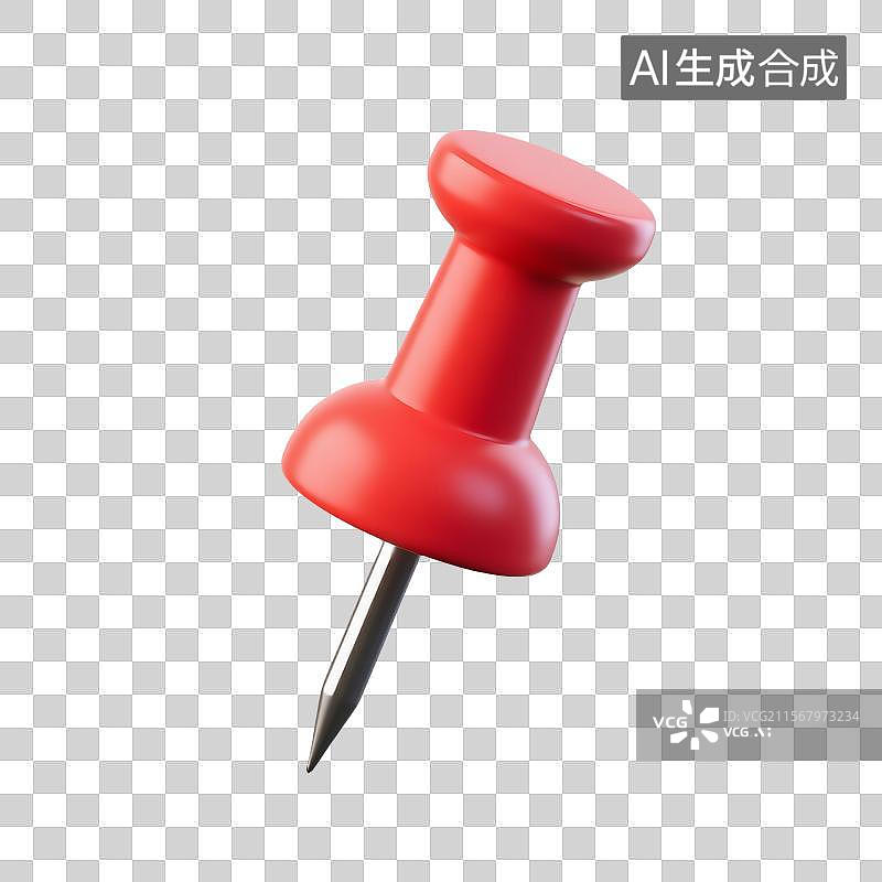 【AI数字艺术】卡通风格的红色大头针3D插图全貌图片素材
