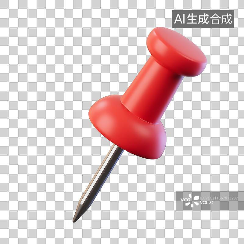 【AI数字艺术】卡通风格的红色大头针3D插图全貌图片素材
