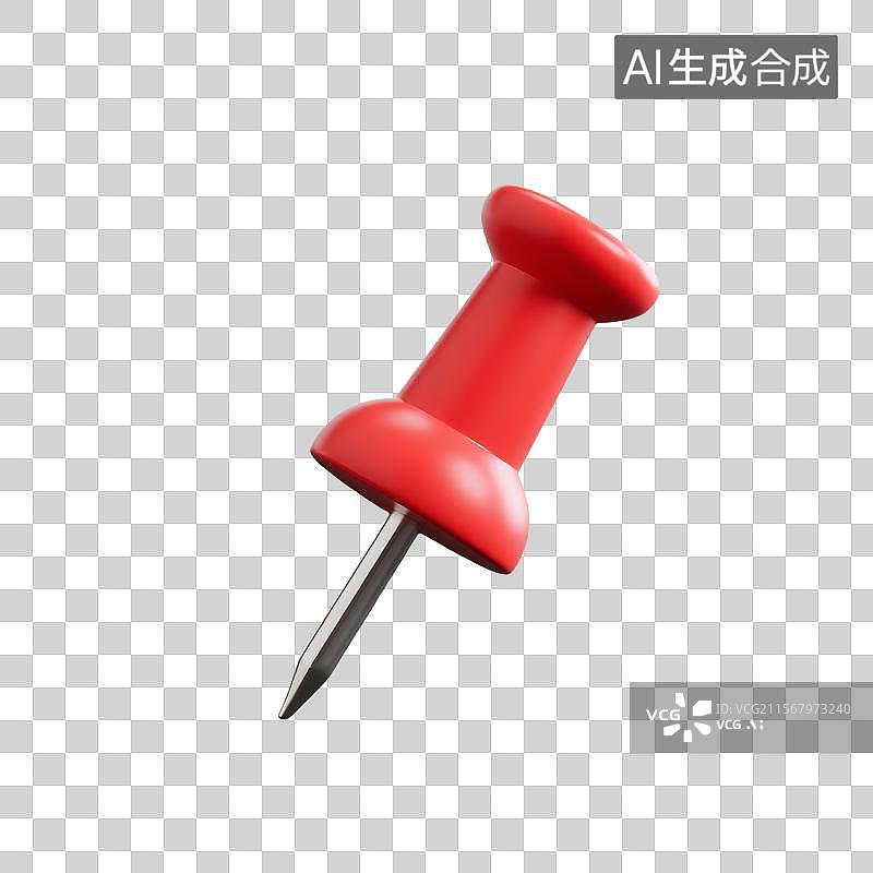 【AI数字艺术】卡通风格的红色大头针3D插图全貌图片素材