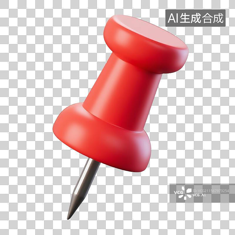 【AI数字艺术】卡通风格的红色大头针3D插图全貌图片素材