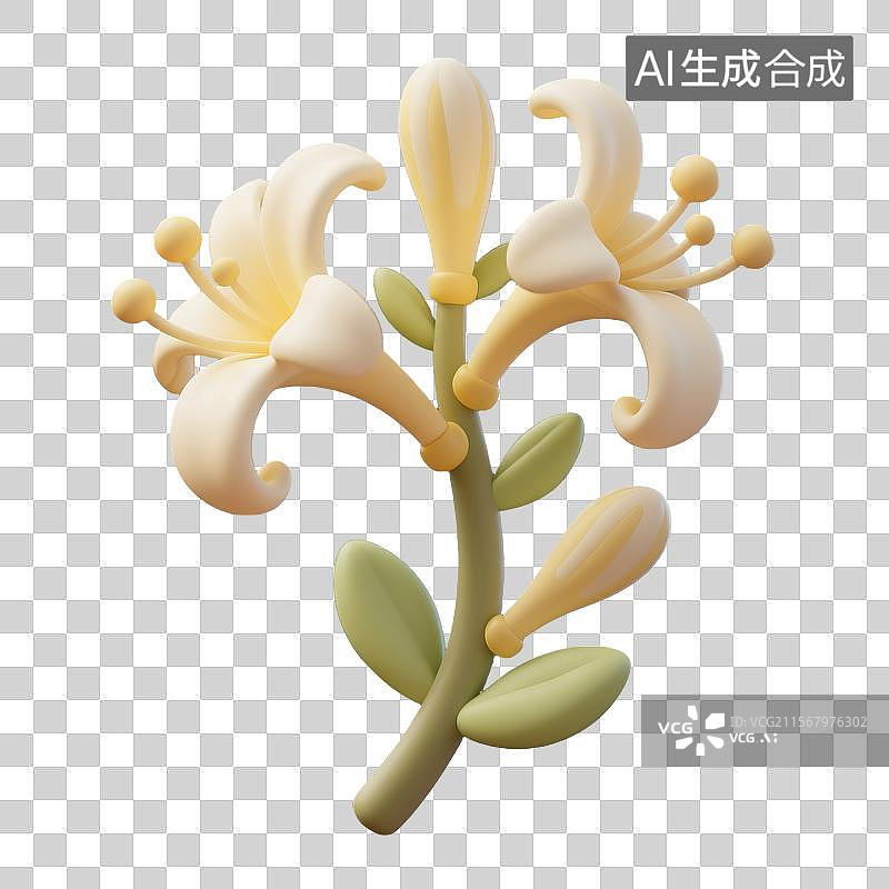 【AI数字艺术】卡通风格3D建模金银花粘土动画图图片素材