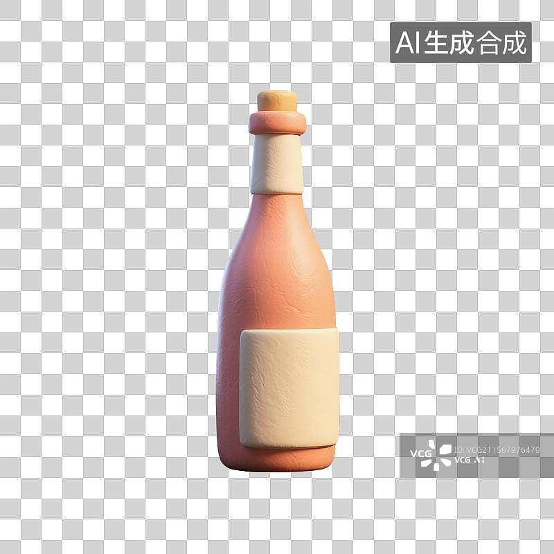【AI数字艺术】卡通风格3D建模酒瓶粘土动画图图片素材
