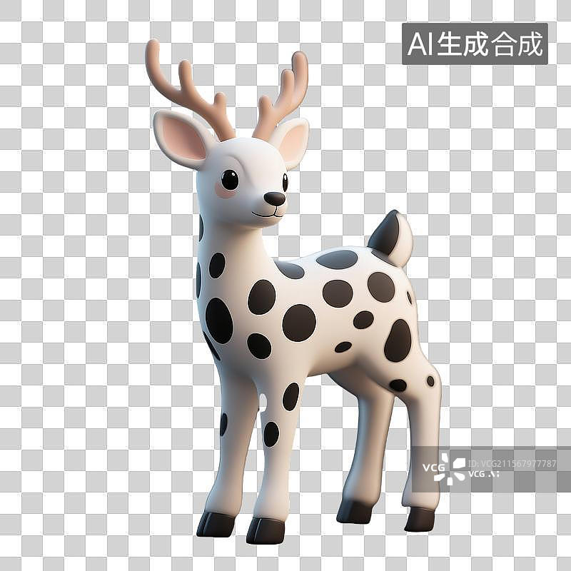 【AI数字艺术】卡通风格无其他元素的梅花鹿粘土动画3D建模图图片素材