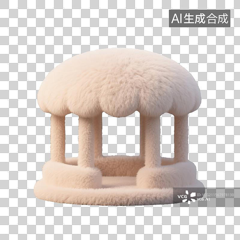 【AI数字艺术】卡通风格无其他元素的钻蓬松毛绒亭子3D渲染图图片素材