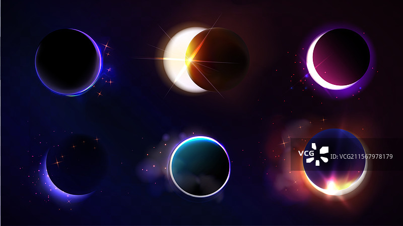 日全食和日偏食图片素材