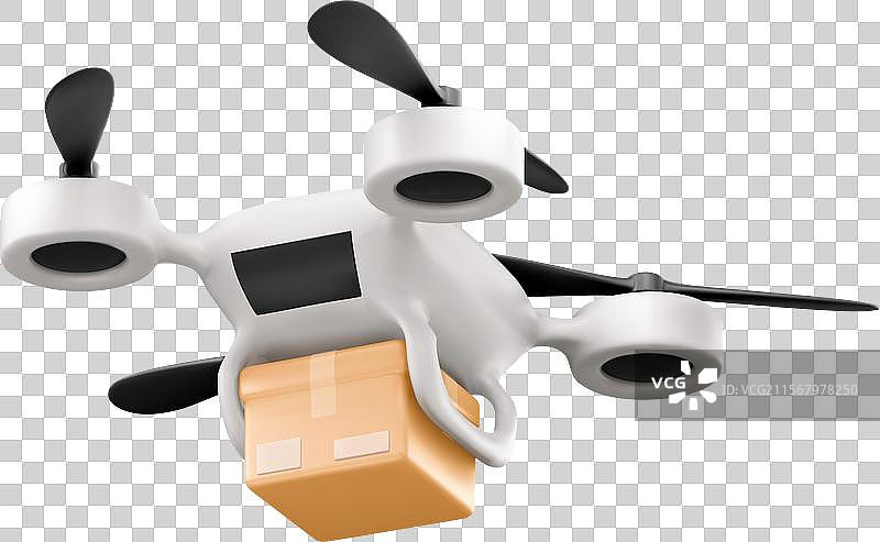 3D无人机包裹递送技术图标图片素材