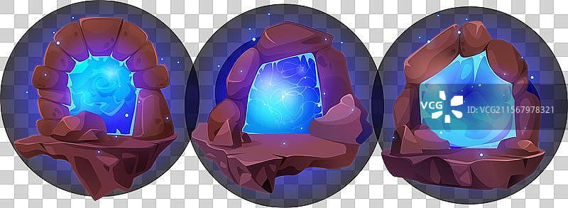 魔法光芒传送门与石制门道图片素材