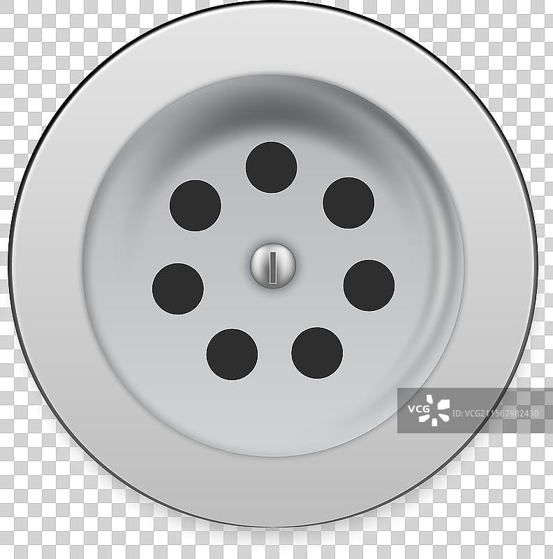 水槽和浴缸的金属排水孔图片素材