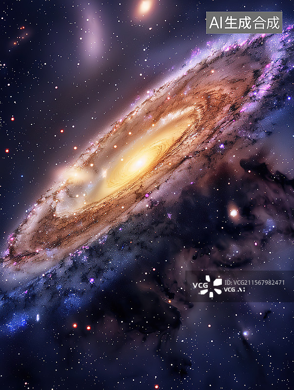 【AI数字艺术】太空中的圆盘状星系星空背景图片素材