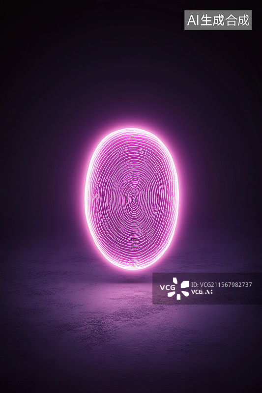 【AI数字艺术】3D渲染指纹图案及指纹解锁概念图片素材