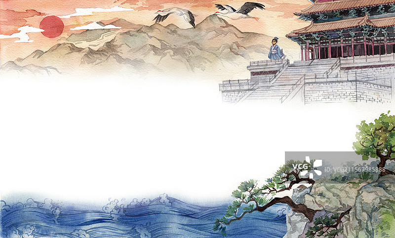 登鹳雀楼插画图片素材