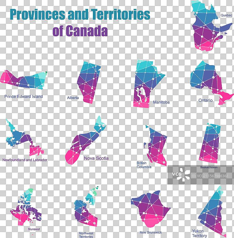 加拿大省份和地区的地图集合图片素材