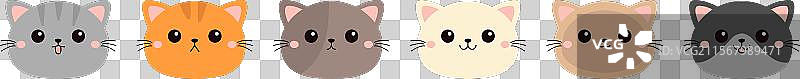 可爱小猫咪脸部图标线条集图片素材