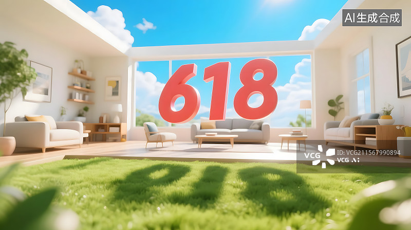 【AI数字艺术】618购物节电商促销背景图图片素材