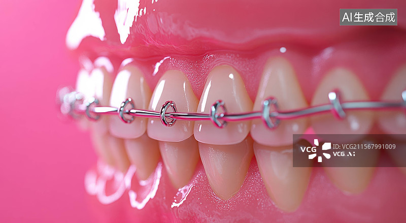 【AI数字艺术】牙齿矫正器模型，牙套模型特写图片素材